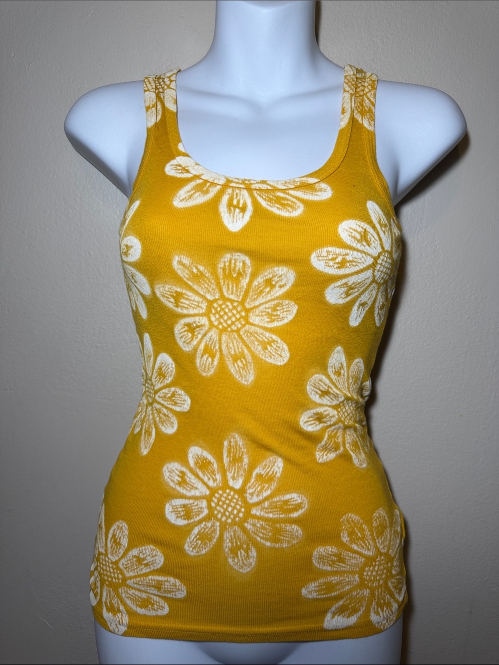 Yellow Daisy Scoop Neck Tank Top